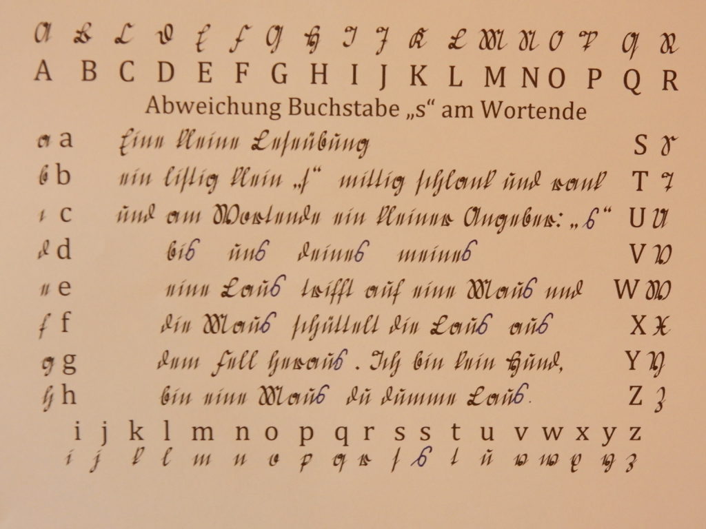 Doris Lauck, Suetterlin Abweichung wenn am Wortende ein "s" steht